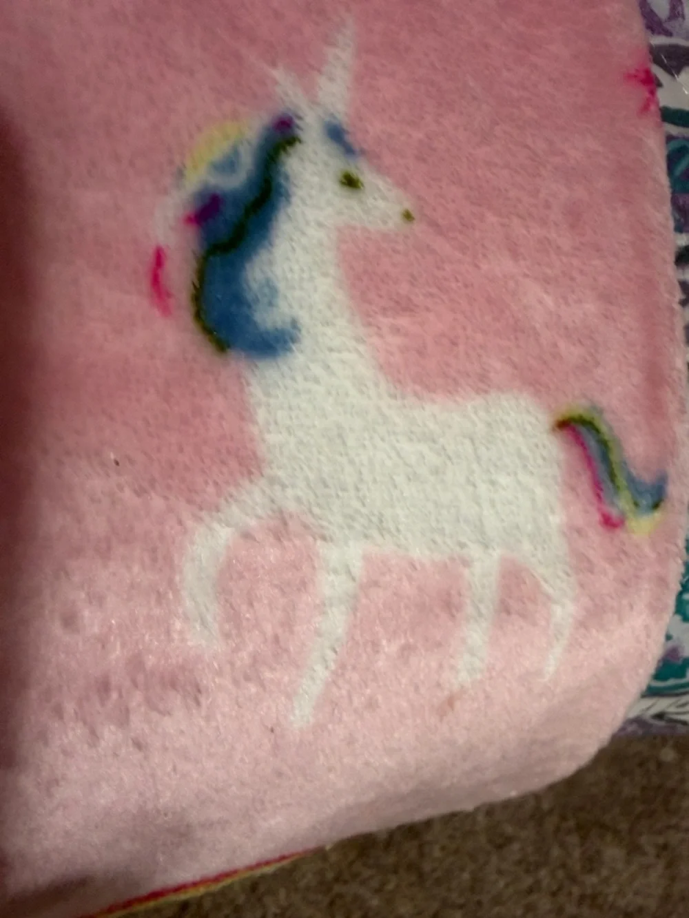 Pink Fleece Unicorn & Rainbow Girls Pajama Pants -like new Size 12-L